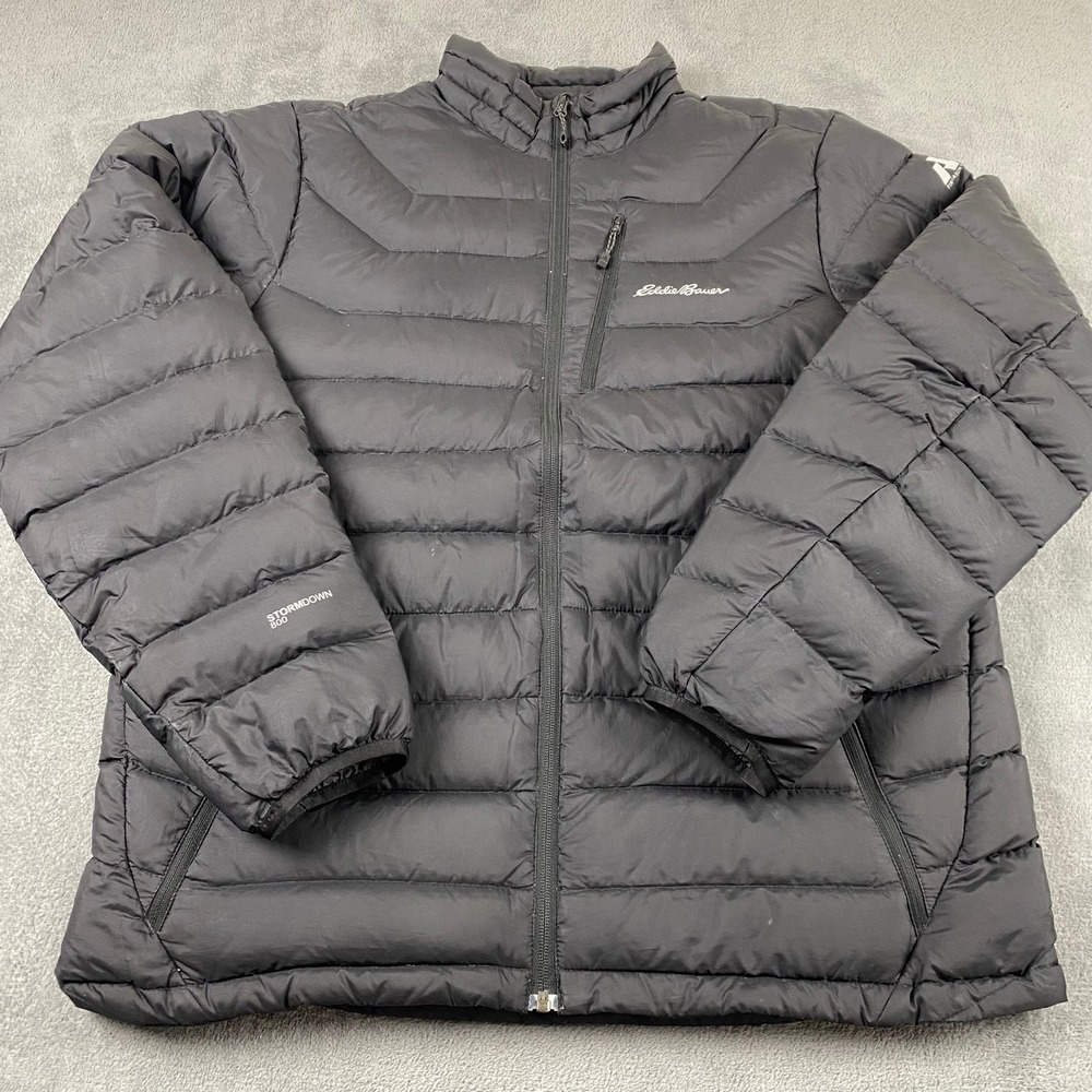 Eddie Bauer First Ascent Mens Large Tall StormDown 800 Puffer Jacket Black